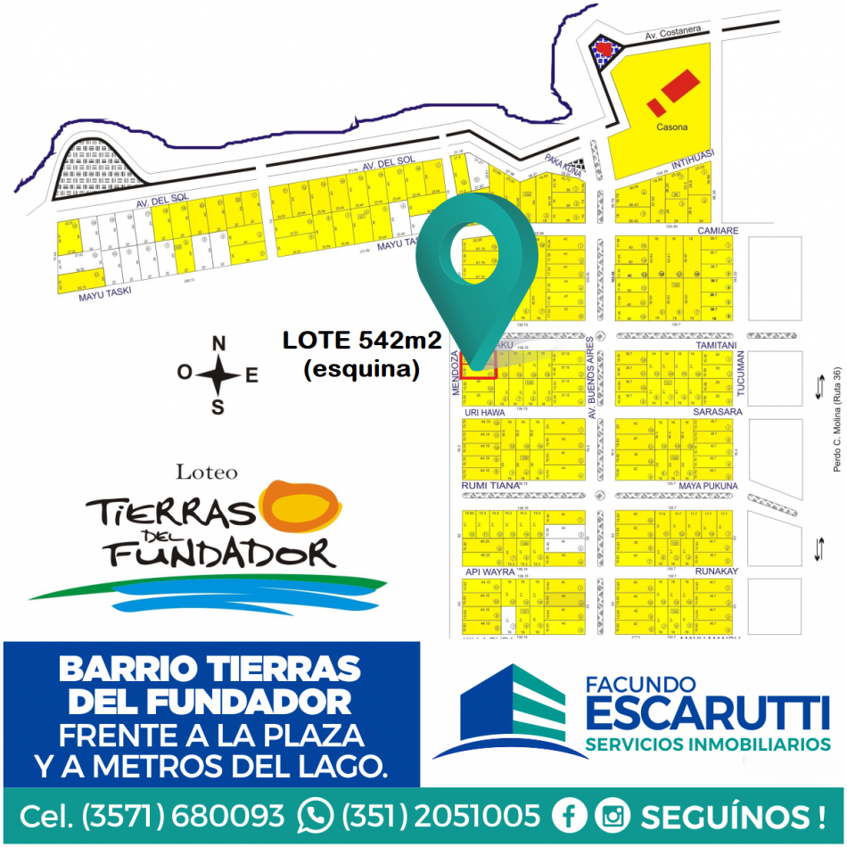 LOTE FRENTE A PLAZA TIERRAS DEL FUNDADOR